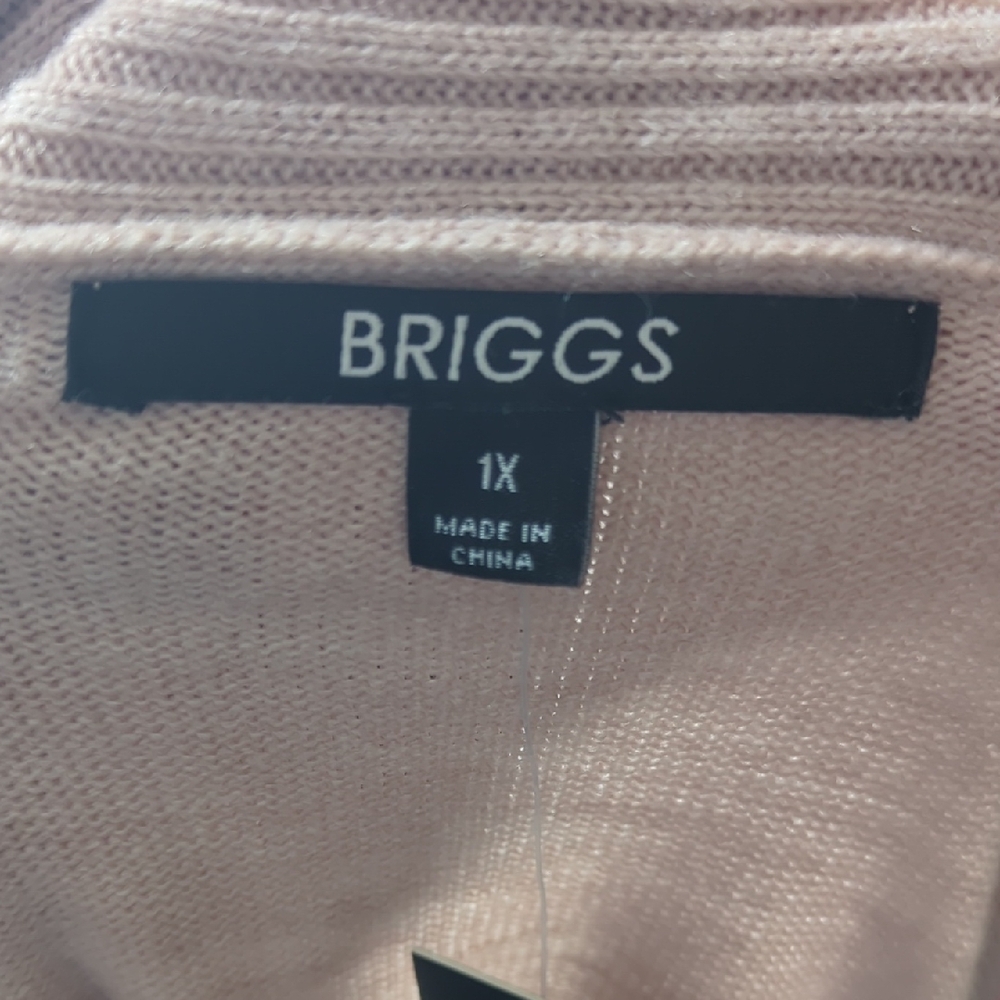 Briggs Dusty Rose Open-Front Knit Cardigan with Tank Size 1X - Picture 10 of 12